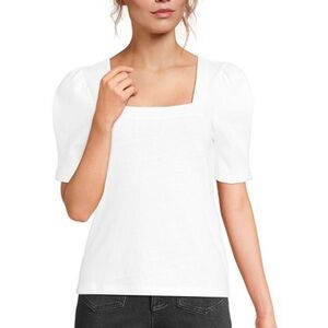 NWT Lands' End White Puff Sleeve Top